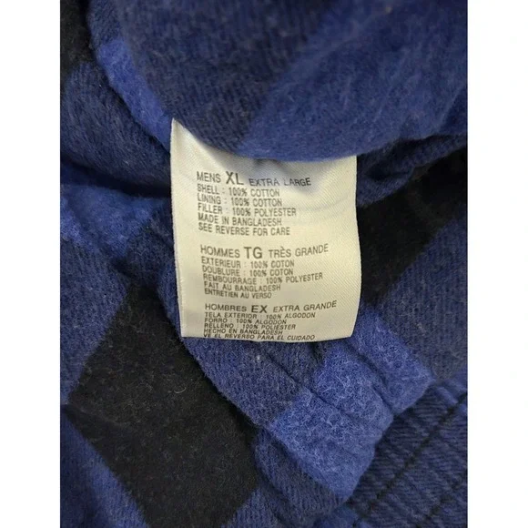 VTG Ozark Trail Flannel Padded Vest Men's XL Blue Buffalo Plaid Full Zip Pockets - Picture 7 of 10